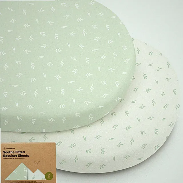 2-Pack Organic Bassinet Sheets for Girls, Boys - 100% Cotton 33"x 17", Herb