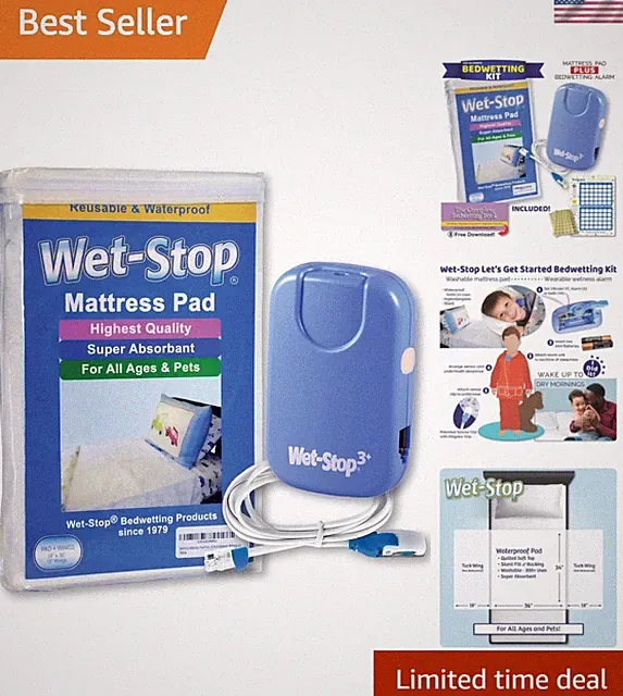 3 Kit: Bedwetting Enuresis Alarm with Waterproof Bed Pad for Boys and Girls