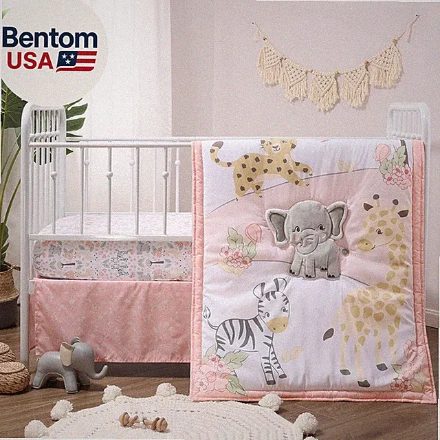 3 Piece Baby Crib Bedding Set for Girls - Newborn, Infant & Toddler Nursery Bed