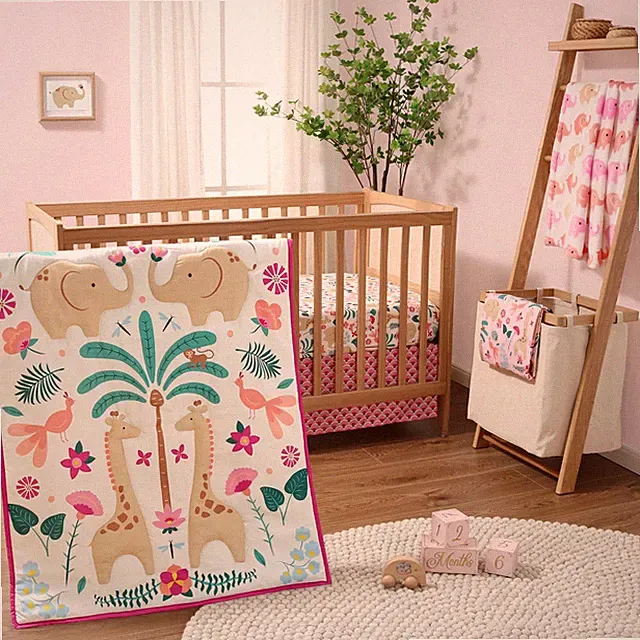 5 Piece Baby Crib Bedding Set for Girls - Newborn, Infant & Toddler Nursery Bed
