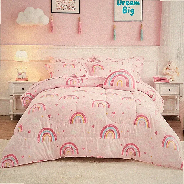 Bed in a Bag for Girls Teens, 6 Pieces Twin Size Comforter Bed Set with Shams...