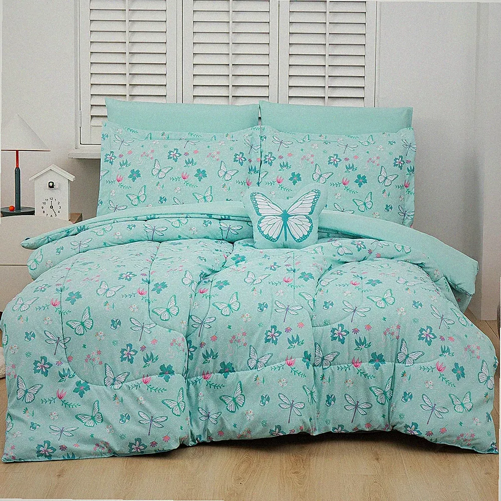 Bed in a Bag for Kids Girls Teens, 8 Pieces Full Size Comforter Bed Set with...