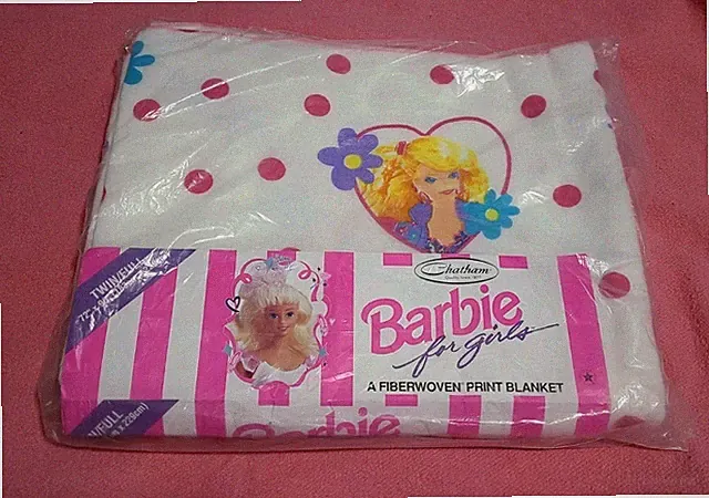 BRAND NEW Vintage Barbie For Girls Fiberwoven Print Blanket Twin/Full 72" x 90"