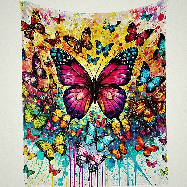 Butterfly Throw Blanket - Soft Flannel Butterflies Blankets for Girls Boys -...