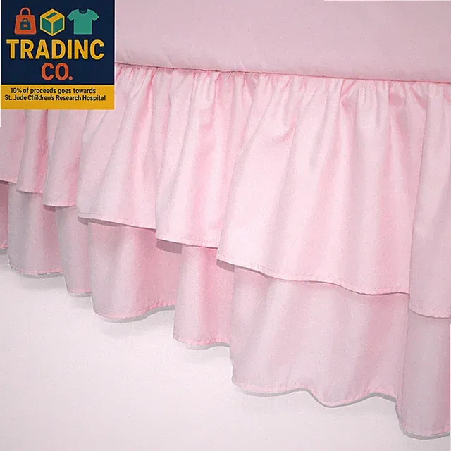 Double Layer Ruffled Crib Skirt, Blush Pink, for Girls, 1 Count (Pack of 1)