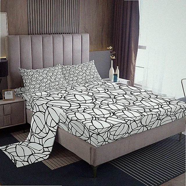 Full Size Volleyball Bed Sheets Set Boys Girls Sports Game Set for Men Ultra...