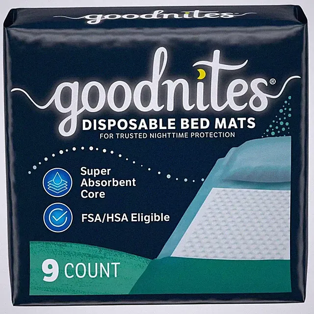 Goodnites Disposable Bed Mats Pads for Bedwetting For Boys & Girls 9 Ct