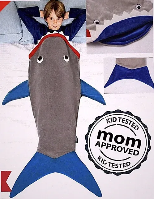 Kids Shark Blanket Tail Cosy Snuggle sleeping Throw For Boys & Girls Xmas Gifts