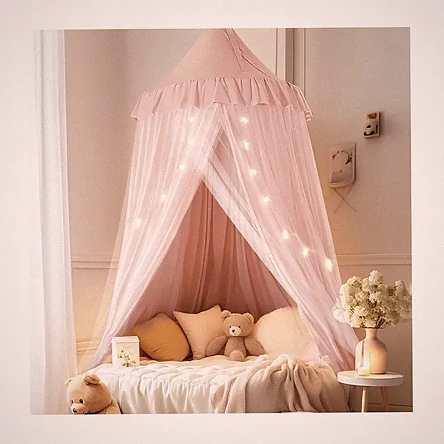 little dove Bed Canopy with Star Lights, Double Layer Canopy for Bed, Princes...