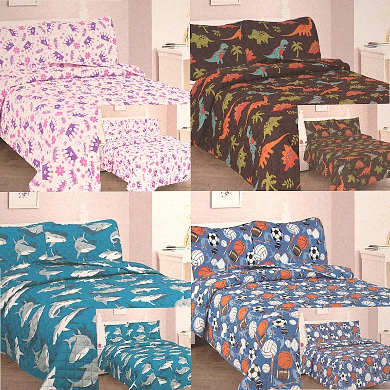 NEW 7PC QUILT BEDSPREAD WITH SHEET SET BED DRESSING BEDDING FOR KIDS TEENS FULL