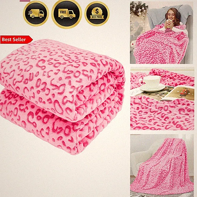 Pink Throw Blanket for Girls, Warm Soft Fuzzy Cute Small Fleece Toddler Throw...