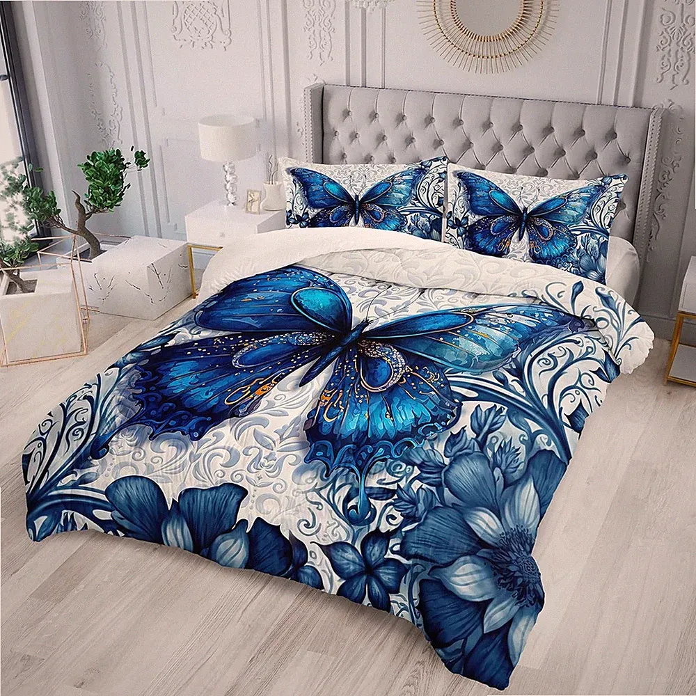 Queen Size Boho Butterfly Bedding Set for Girls Dreamy Comforter for Bedroom
