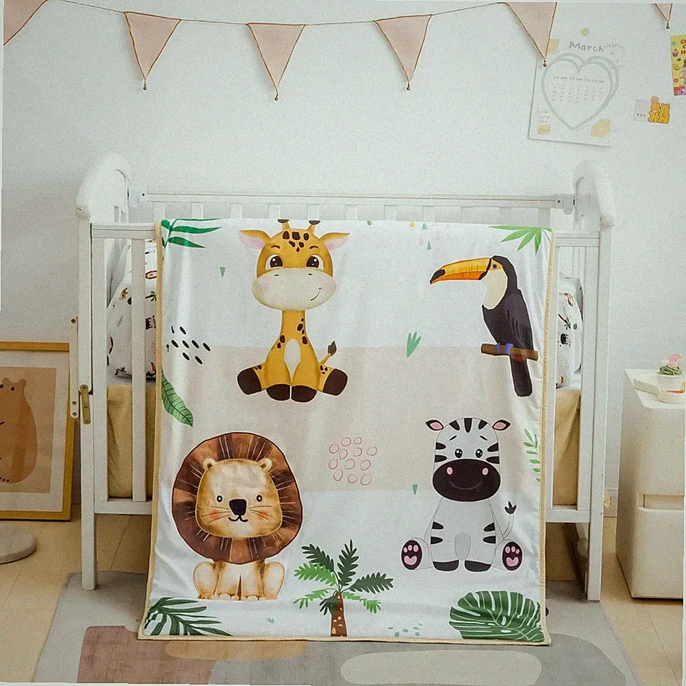 Safari Animal Crib Bedding Set for Baby Boys Girls, 3-Piece Baby Crib