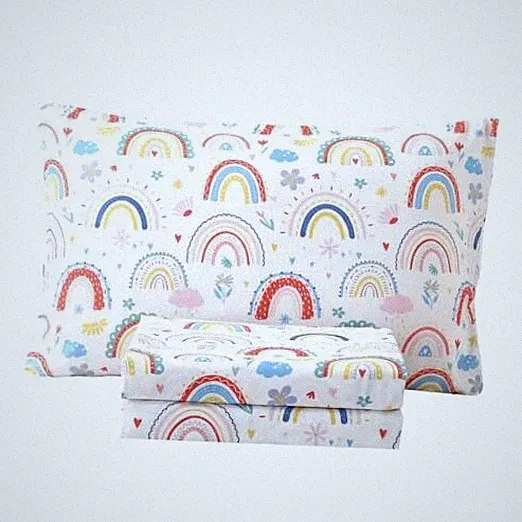 Size Bed Sheets for Girls Kids - 4-Piece Rainbow Floral Full Pink Rainbow