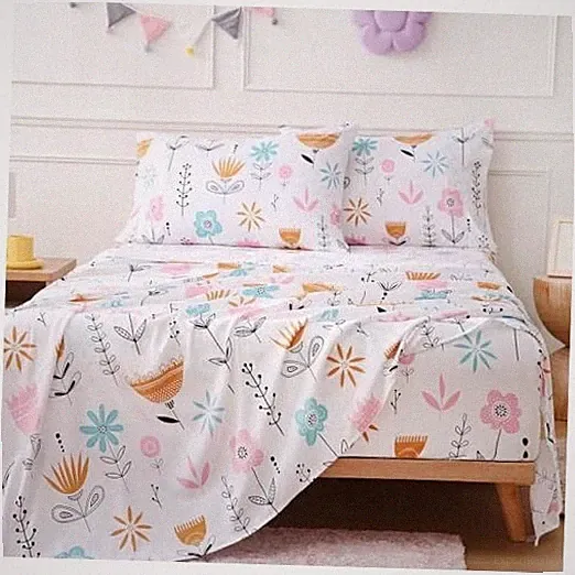 Size Bed Sheets for Girls Kids Botanical Flower Sheet Sets Full Floral Cartoon