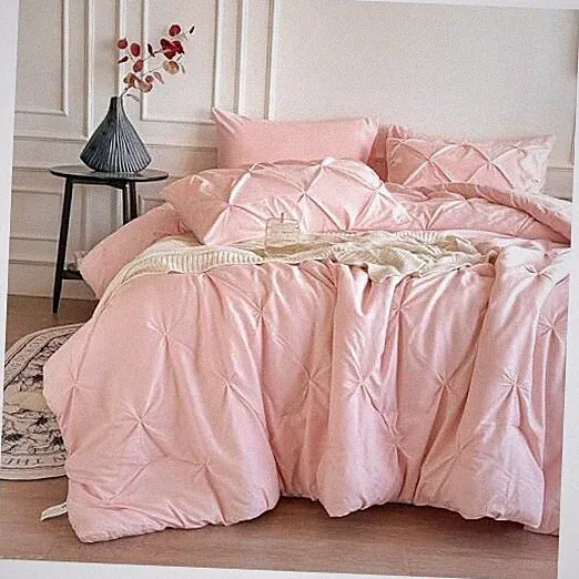 Size Comforter Sets for Girls, 7 Pieces Bedding Sets Pintuck Bed in Full Pink