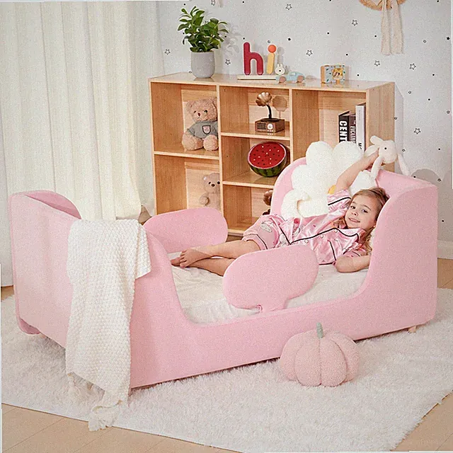 SUNYRISY Toddler Bed, Child Bed for Girls Safty Broad Toddler Flood Bed (Pink)