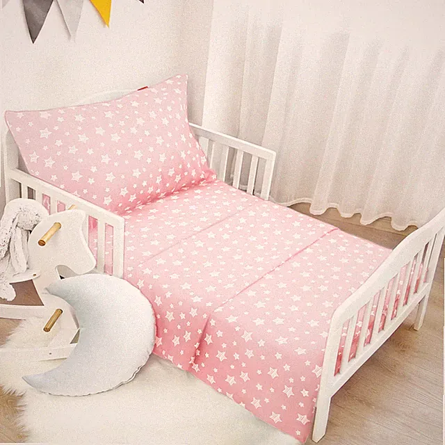 Toddler Sheet Sets 3-Piece Soft Breathable Toddler Bedding Sets for Girls Pink