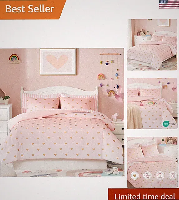 Twin Comforter Set with Sheets for Girls-5 Pieces Twin Bedding Sets with Pink...