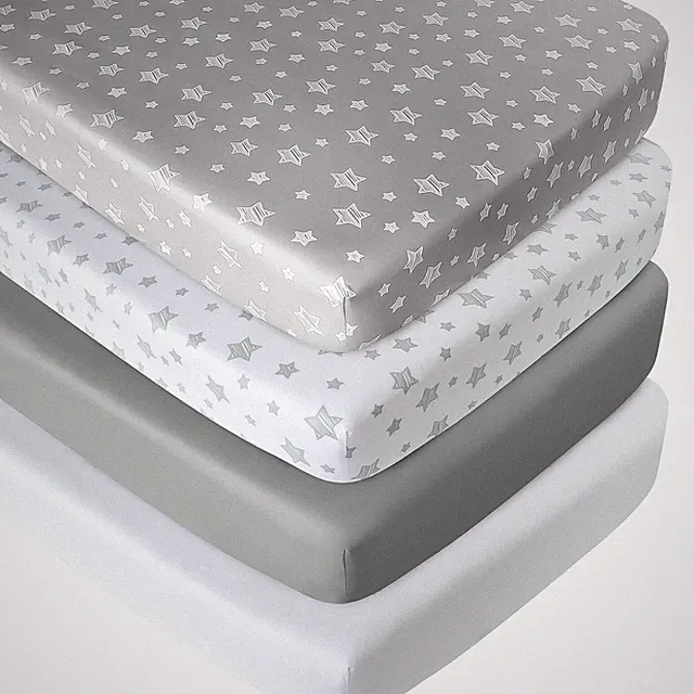 Ultra Soft Standard Crib Fitted Sheets For Baby Crib/Toddler Bed Mattress 4 Pack