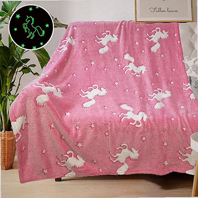 Unicorn Blanket for Girls, Glow in The Dark Blankets for Girls Kids Blankets...