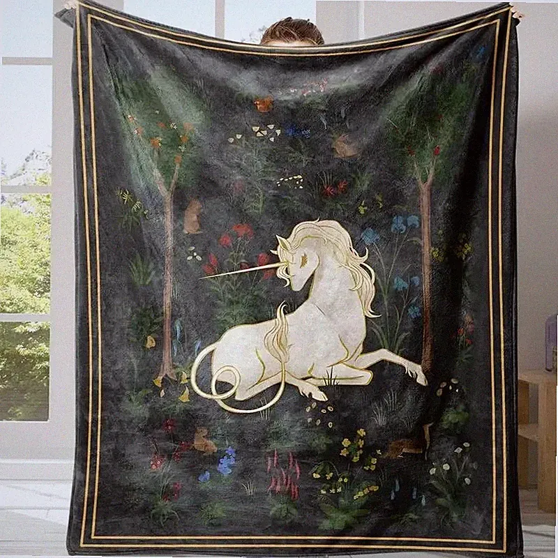 Unicorn Blanket Soft Flannel Throw Gift for Girls Birthday Cozy