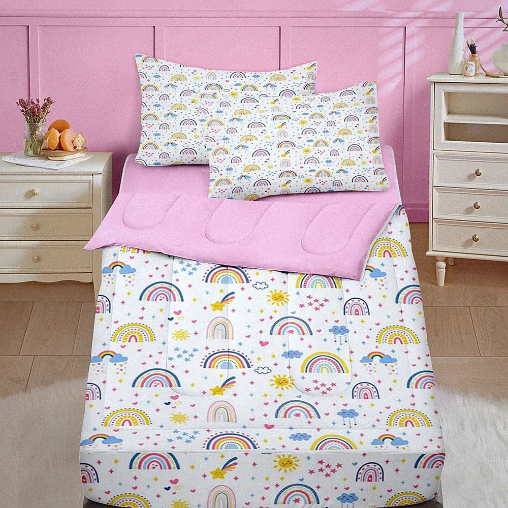 Zipper Bedding Twin Colorful Cartoon Zip Up Bedding Set for Girls and , Cute...